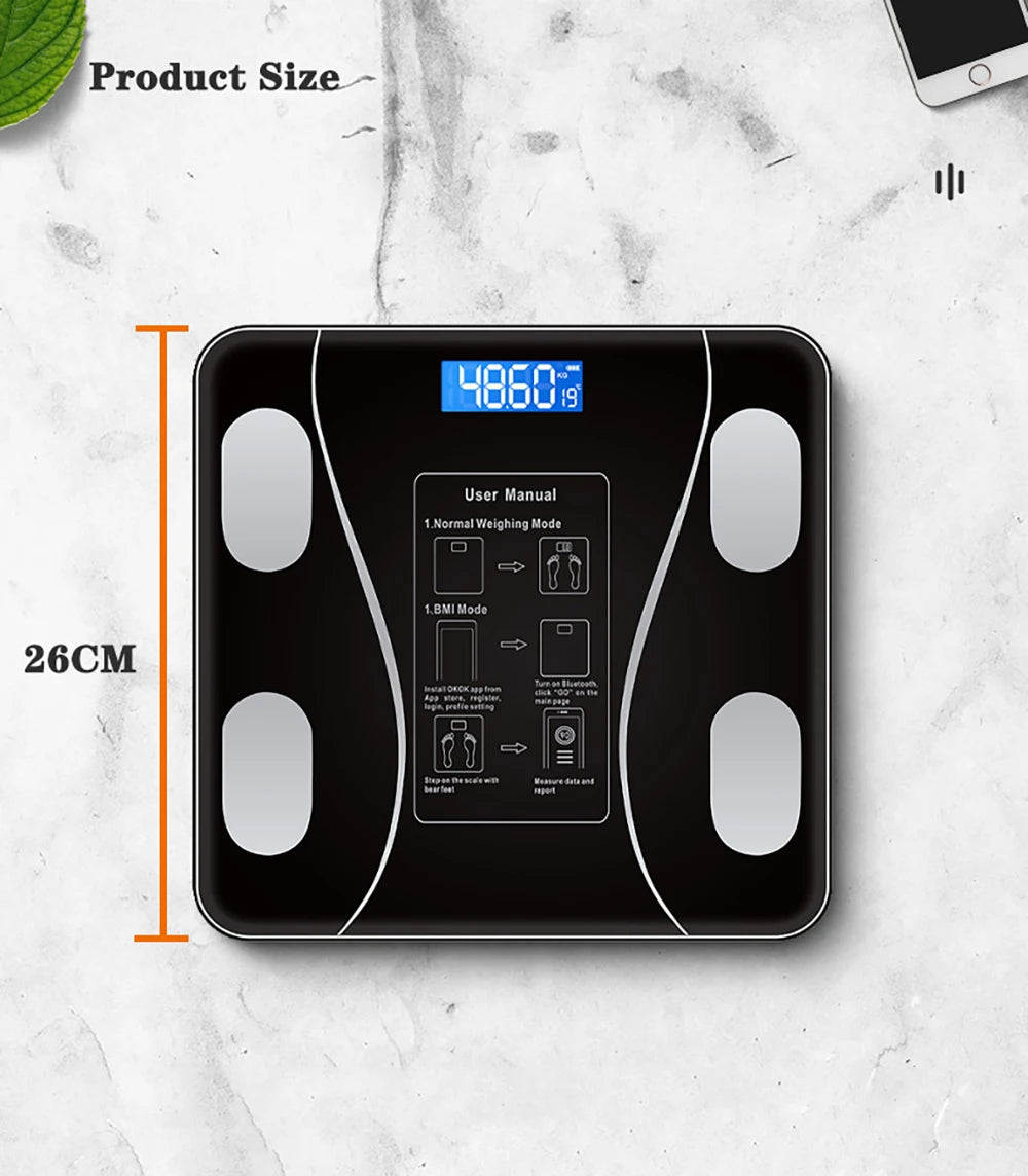 Bilancia Smart con Analisi Corporea — Bluetooth, App e 13 Parametri di Salute