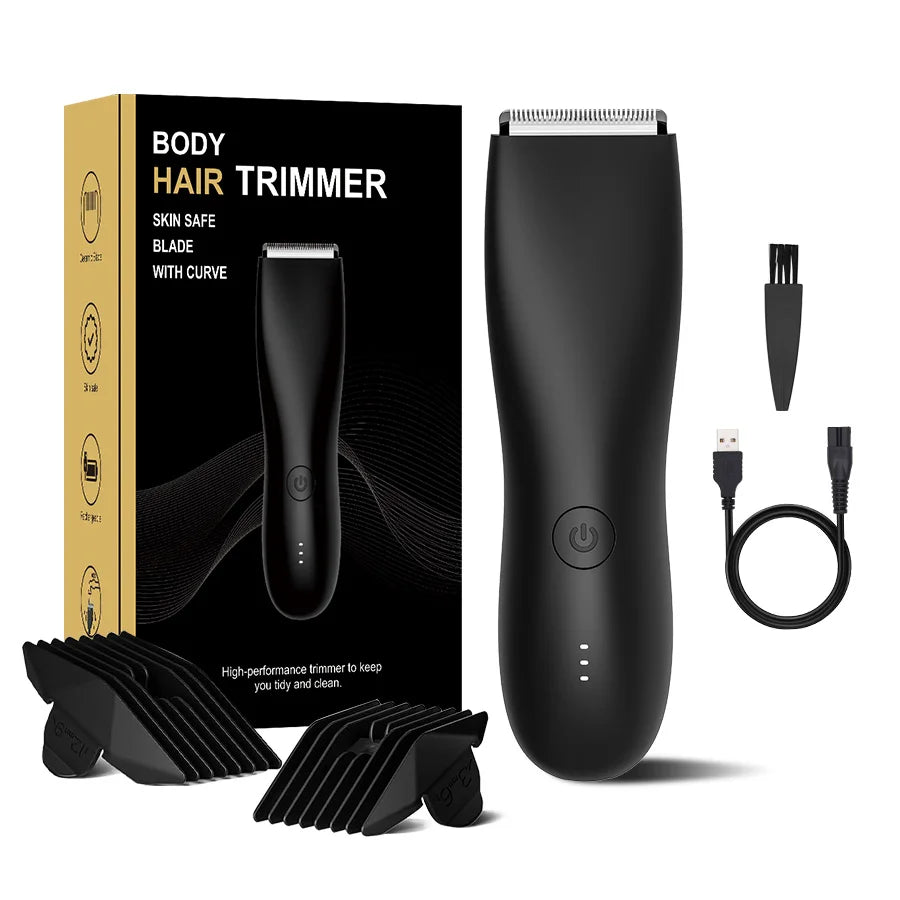 Rasoio Elettrico Corpo & Inguine da Uomo – Trimmer Impermeabile Dual Head con Luce LED e Lame a Lamina