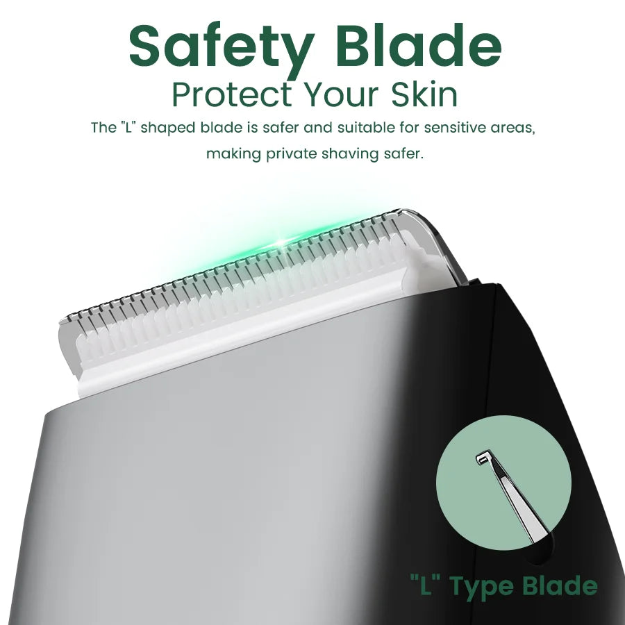 Rasoio Elettrico Corpo & Inguine da Uomo – Trimmer Impermeabile Dual Head con Luce LED e Lame a Lamina