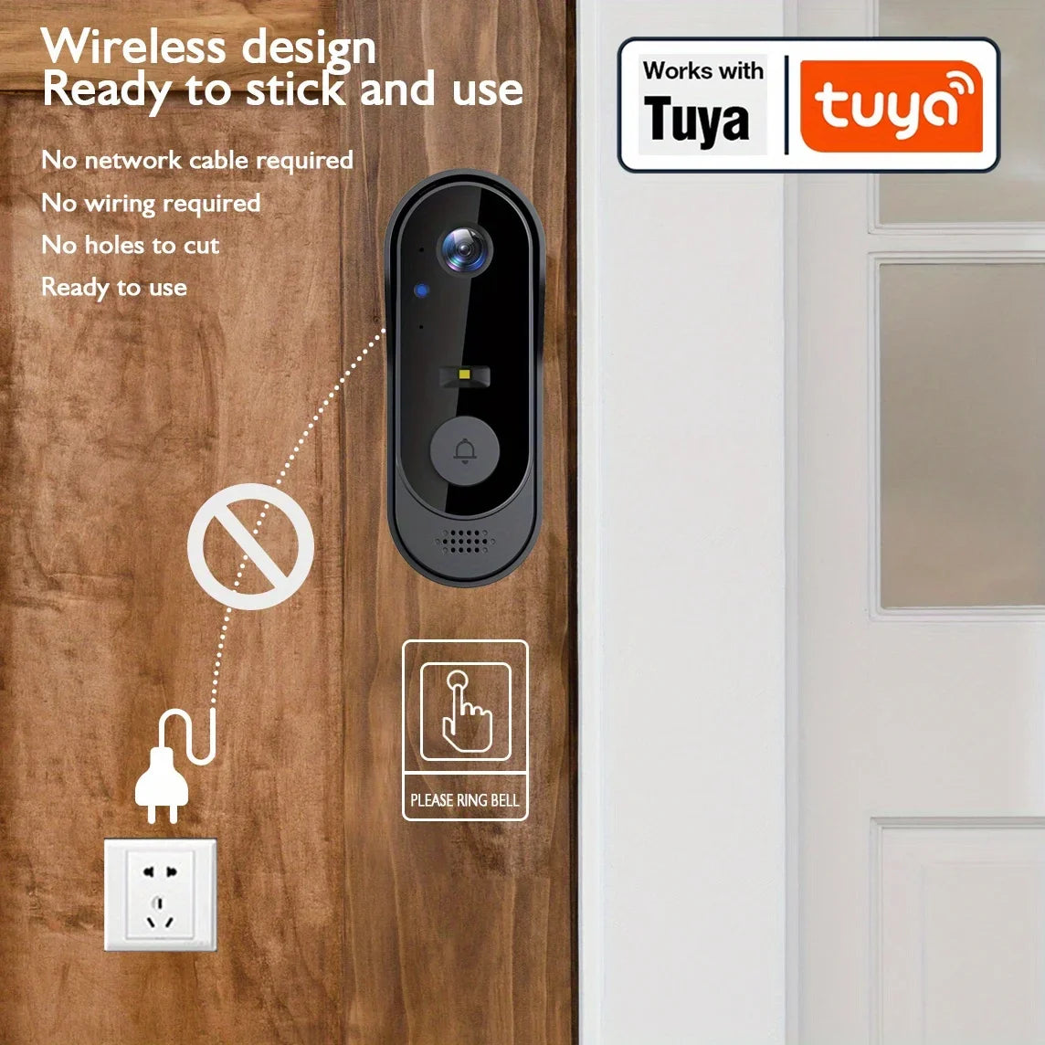 Videocitofono Smart WiFi Tuya – Telecamera HD 1080P, Visione Notturna, Impermeabile