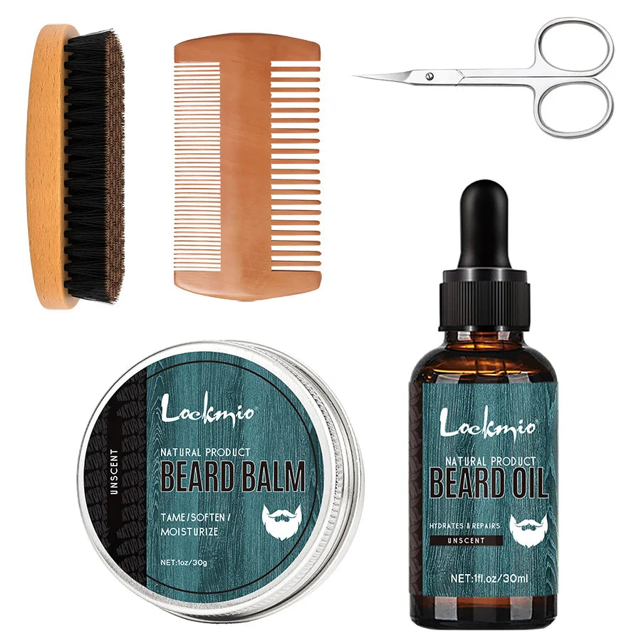 Kit Completo per la Cura della Barba 5 in 1 – Olio e Balsamo Modellante