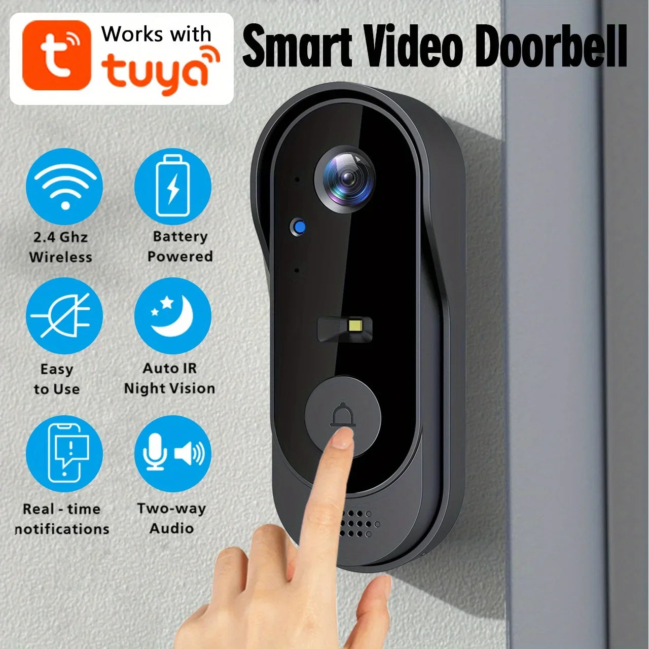 Videocitofono Smart WiFi Tuya – Telecamera HD 1080P, Visione Notturna, Impermeabile