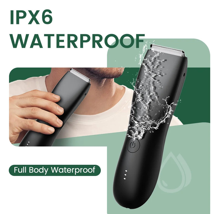 Rasoio Elettrico Corpo & Inguine da Uomo – Trimmer Impermeabile Dual Head con Luce LED e Lame a Lamina