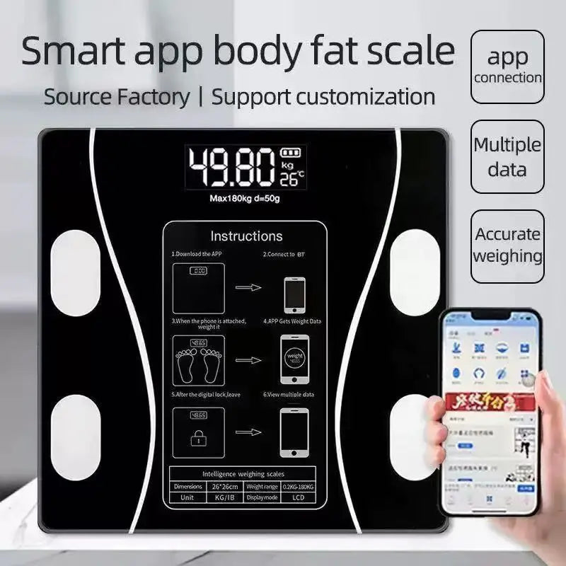 Bilancia Smart con Analisi Corporea — Bluetooth, App e 13 Parametri di Salute