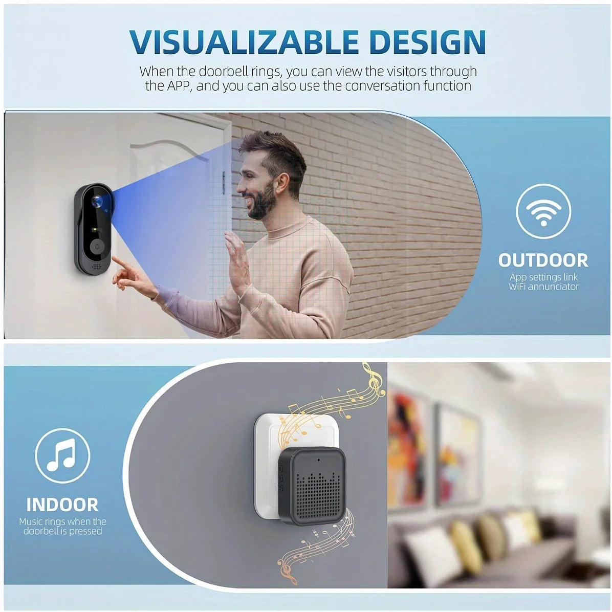 Videocitofono Smart WiFi Tuya – Telecamera HD 1080P, Visione Notturna, Impermeabile