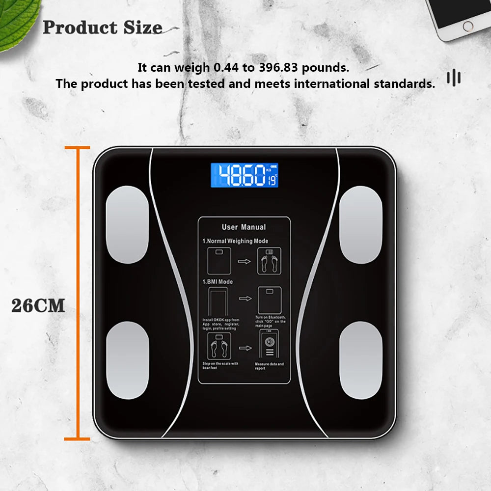 Bilancia Smart con Analisi Corporea — Bluetooth, App e 13 Parametri di Salute