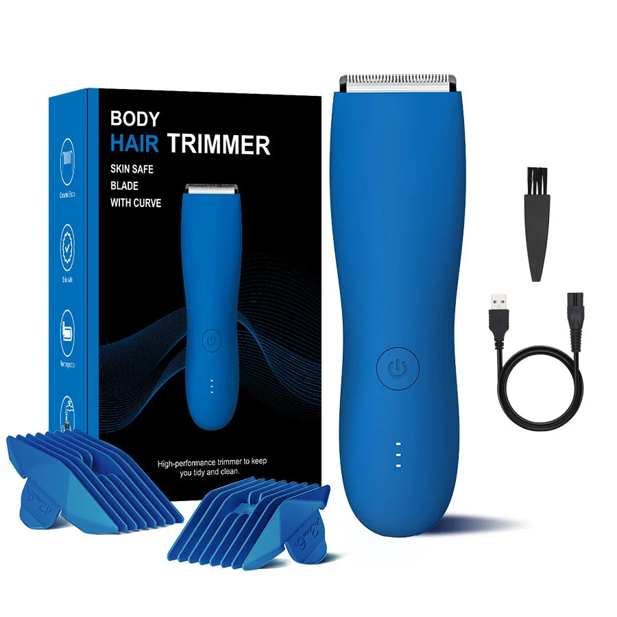 Rasoio Elettrico Corpo & Inguine da Uomo – Trimmer Impermeabile Dual Head con Luce LED e Lame a Lamina