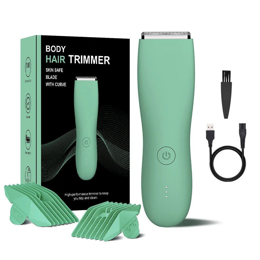 Rasoio Elettrico Corpo & Inguine da Uomo – Trimmer Impermeabile Dual Head con Luce LED e Lame a Lamina